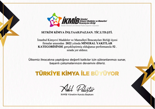 Setkim Kimya 2022 İKMİB Stars of Export Awards